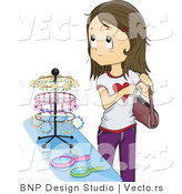 Vector of Girl Stealing Jewelry at a Store by BNP Design Studio