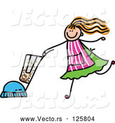 Vector of Girl Vacuuming by Prawny