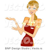 Vector of Girl Wearing Apron, Presenting Stance by BNP Design Studio