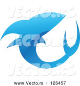 Vector of Glossy Blue Shark Icon Logo by Cidepix
