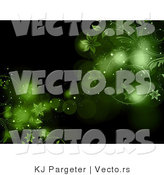 Vector of Glowing Green Floral Vines over Black Background by KJ Pargeter