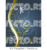 Vector of Gold and White Curling Vines with Sparkles and Flowers by KJ Pargeter