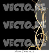 Vector of Gold Vines Dividing a Right Edge of Gray from a Black Background by Dero