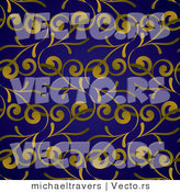 Vector of Golden Royal Leaf Patterns over Blue - Digital Background by Michaeltravers