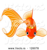 Vector of Goldfish Wearing a Golden Crown by Pushkin