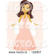 Vector of Gorgeous Hispanic Girl in a Quinceanera Dress and Tiara on Pink by Amanda Kate