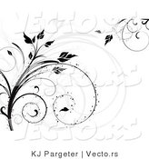 Vector of Gray and Black Silhouetted Vines with Curly Tendrils by KJ Pargeter