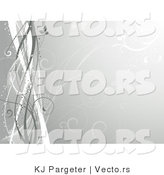 Vector of Gray Floral Vines with Mesh Waves - Background Design by KJ Pargeter