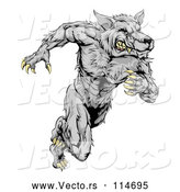 Vector of Gray Muscular Wolf Guy Sprinting by AtStockIllustration