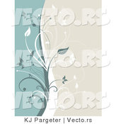 Vector of Green and White Vines Dividing a Beige Background by KJ Pargeter