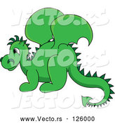Vector of Green Baby Dragon in Profile by Pams Clipart