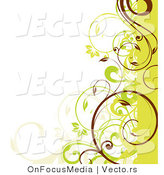 Vector of Green, Beige and Brown Curly Vines Border Design Element by OnFocusMedia