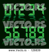Vector of Green Digital Clock Numbers on Black - Collage by Michaeltravers