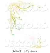 Vector of Green Floral Vines with Splatter Border Background Design by MilsiArt