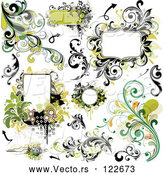 Vector of Green Grungy Design Elements Frames and Flourishes by OnFocusMedia