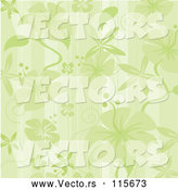 Vector of Green Hibiscus Flower and Stripes Background by Amanda Kate