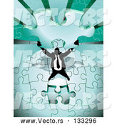 Vector of Green Jigsaw Puzzle Before Completing It by AtStockIllustration
