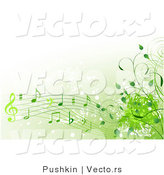 Vector of Green Music Notes with Vines - Background Design Element with Copyspace by Pushkin