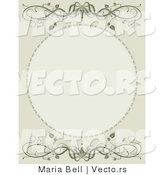 Vector of Green Vine Scrolls Above and over Blank Oval Picture Frame Space by Maria Bell