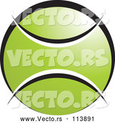 Vector of Green White and Black Tennis Ball with Blank Text Space by Lal Perera