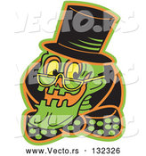 Vector of Grinning Human Skeleton Wearing a Hat, Glasses and a Bowtie by Andy Nortnik