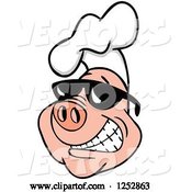 Vector of Grinning Pig Wearing a Chefs Hat and Shades by LaffToon