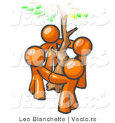 Vector of Group of 4 Orange Guy Standing in a Circle Around a Tree by Leo Blanchette