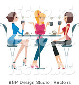 Vector of Group of Girls Talking over Coffee by BNP Design Studio