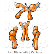 Vector of Group of Orange Guys Tossing Another into the Air by Leo Blanchette