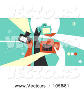Vector of Group of Retro Photographer Hands Taking Pictures with Cameras by BNP Design Studio
