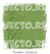 Vector of Grungy Dark Green Floral Vines with White Grunge Borders - - Background Design Element by Pushkin