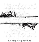 Vector of Grungy Gray and Black Floral Background with Blank Copyspace by KJ Pargeter