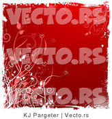 Vector of Grungy Red Floral Vines Background with White Edges by KJ Pargeter