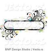 Vector of Grungy Rounded Long Background Frame with Splatters, Vines and Butterflies by BNP Design Studio