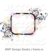 Vector of Grungy Rounded Square Background Frame with Splatters, Vines and Butterflies by BNP Design Studio