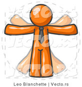 Vector of Guy in Motion, Orange Vitruvian Man by Leo Blanchette