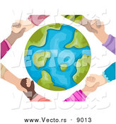 Vector of Hands Holding Around a Globe by BNP Design Studio