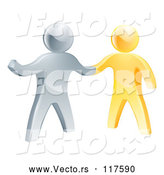 Vector of Handshake Between 3d Gold and Silver Men by AtStockIllustration