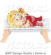 Vector of Happy Baby Being Measured for Height by BNP Design Studio