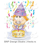 Vector of Happy Baby Birthday Party with Cake and Streamers by BNP Design Studio
