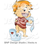 Vector of Happy Baby Boy Going Potty by Himself by BNP Design Studio