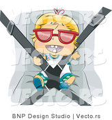 Vector of Happy Baby Buckled into His Car Seat by BNP Design Studio