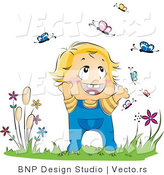 Vector of Happy Baby Chasing Butterflies by BNP Design Studio