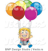 Vector of Happy Baby Floating in a Balloon Chair by BNP Design Studio