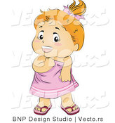 Vector of Happy Baby Girl Wearing Pink Towel and Flip Flops by BNP Design Studio