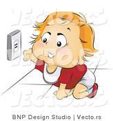 Vector of Happy Baby Reaching for an Electrical Socket by BNP Design Studio