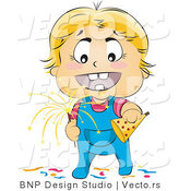 Vector of Happy Baby with Party Hat and Sparkler by BNP Design Studio