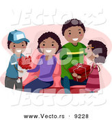 Vector of Happy Black Children Giving Their Parents Valentine's Day Gifts by BNP Design Studio
