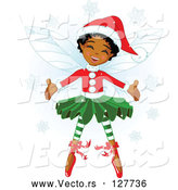 Vector of Happy Black Christmas Fairy Girl in Christmas Clothes by Pushkin
