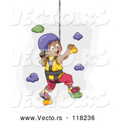 Vector of Happy Black Girl Climbing a Wall in a Harness by BNP Design Studio
